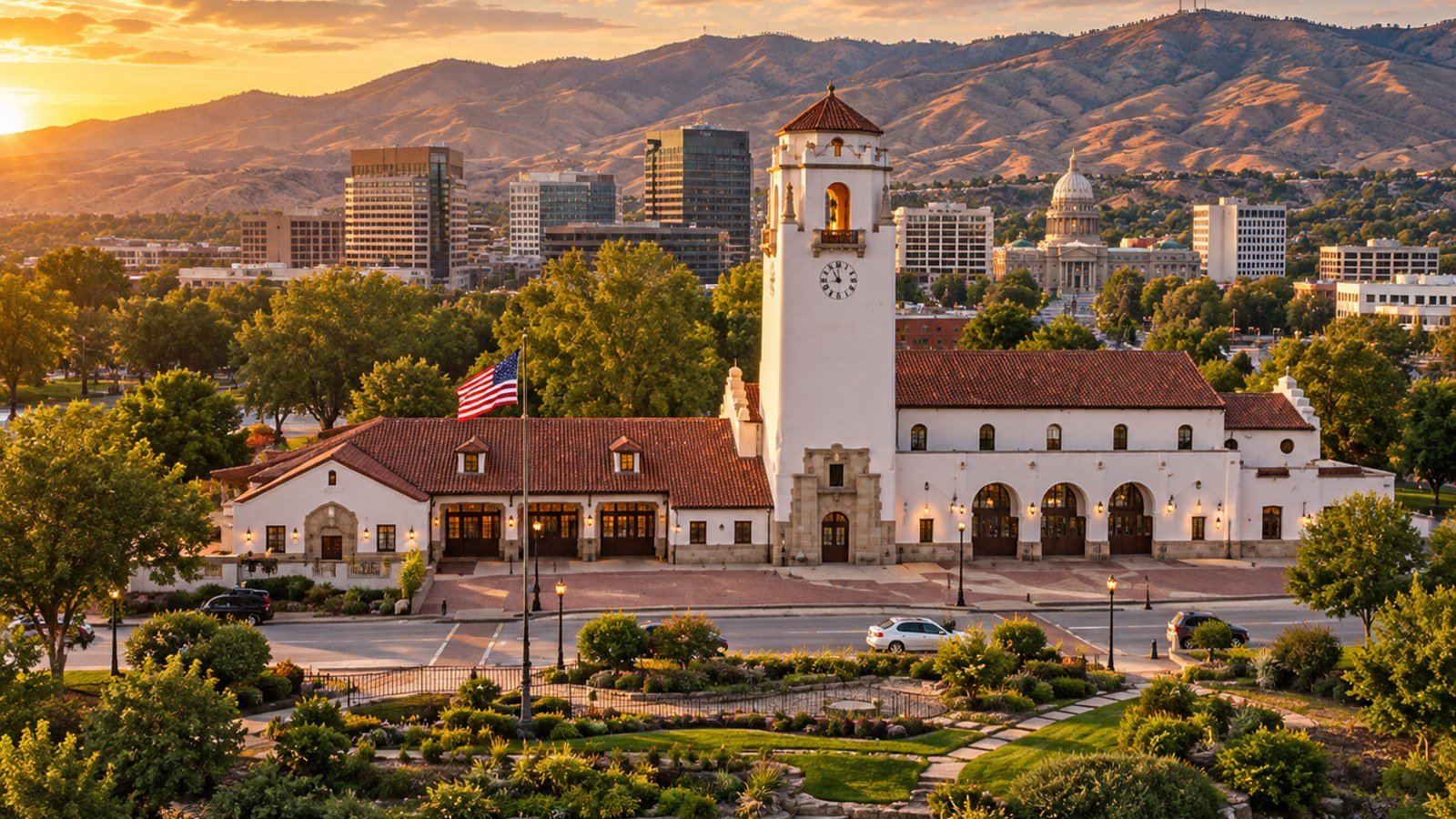 Boise Depot and established Boise Bench neighborhood overlooking downtown Boise and the foothills.